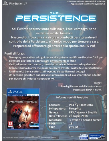 Sony The Persistence Standard Inglese PlayStation 4