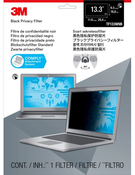 3M Filtro privacy tocco per laptop a schermo intero da 13,3" - Misura standard