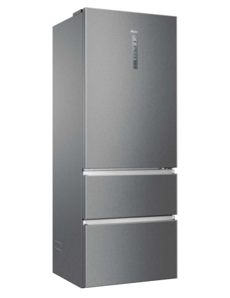 Haier 3D 70 Serie 3 A3FE743CPJ frigorifero con congelatore Libera installazione 450 L E Platino, Acciaio inossidabile