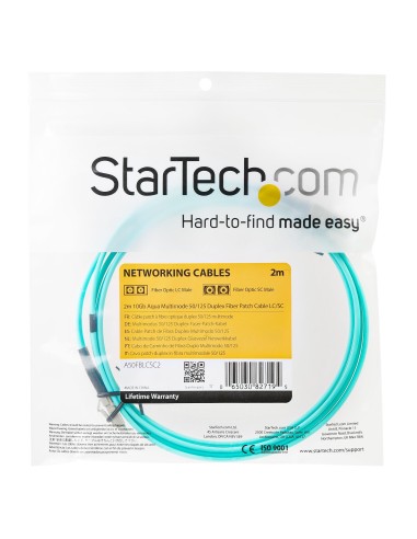 StarTech.com Cavo patch duplex LSZH fibra multimod. 50 125 2 m 10 Gb Aqua LC-LC