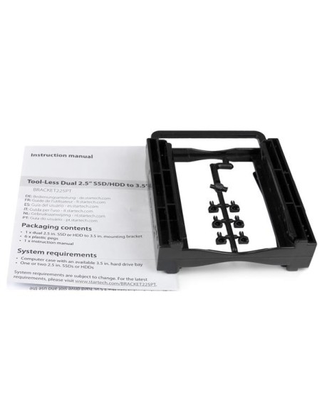 StarTech.com Staffa di montaggio Tool-Less per doppio disco duro SSD HDD da 2,5" per alloggiamento da 3,5"