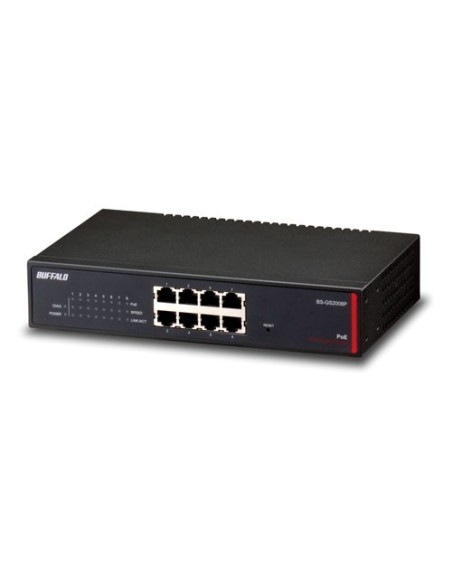Buffalo BS-GS2008P switch di rete Gestito L2 L3 Gigabit Ethernet (10 100 1000) Supporto Power over Ethernet (PoE) Nero