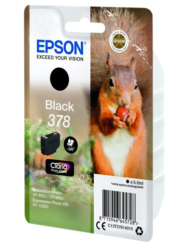 Epson Squirrel Singlepack Black 378 Claria Photo HD Ink
