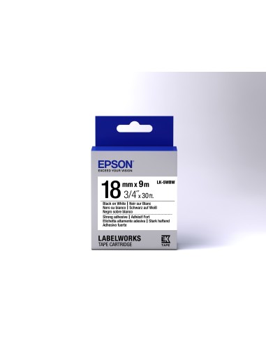 Epson Nastro fondo Bianco per testo Nero, altamente adesivo 18 9 LK-5WBW
