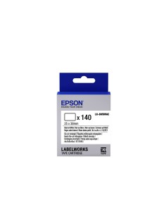 Epson Nastro fondo pretagliato rettangolare Bianco per testo Nero, Die-Cut 25x38mm 140 etichette LK-8WBWAC