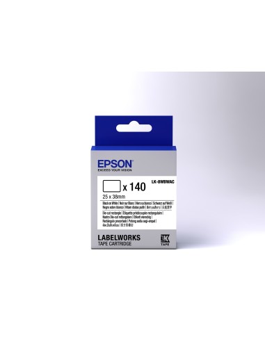 Epson Nastro fondo pretagliato rettangolare Bianco per testo Nero, Die-Cut 25x38mm 140 etichette LK-8WBWAC