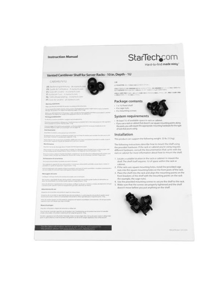 StarTech.com Scaffale Ventilato per Rack Server 1U - Profondità da 250 mm