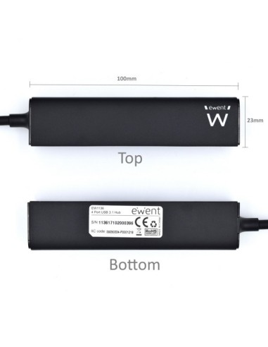 Ewent EW1136 hub di interfaccia USB 3.2 Gen 1 (3.1 Gen 1) Type-A 480 Mbit s Nero