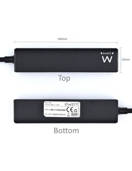 Ewent EW1136 hub di interfaccia USB 3.2 Gen 1 (3.1 Gen 1) Type-A 480 Mbit s Nero