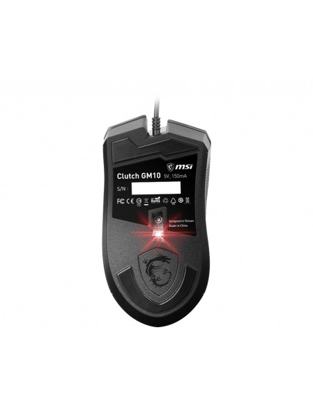 MSI Clutch GM10 mouse Mano destra USB tipo A Ottico 2400 DPI