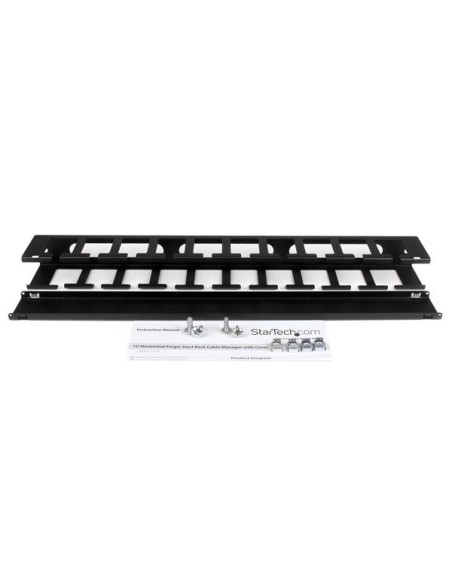 StarTech.com Pannello Gestione Cavi Orizzontale per armadi rack 1U con canalina passacavi a denti e copertura