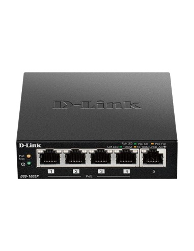 D-Link DGS-1005P switch di rete Non gestito L2 Gigabit Ethernet (10 100 1000) Supporto Power over Ethernet (PoE) Nero