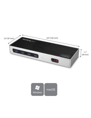 StarTech.com Dock USB-C e USB-A - Dock doppio monitor DisplayPort + HDMI 4K 60Hz - Docking station ibrida USB 3.0 per laptop