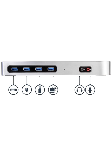 StarTech.com Dock USB-C e USB-A - Dock doppio monitor DisplayPort + HDMI 4K 60Hz - Docking station ibrida USB 3.0 per laptop