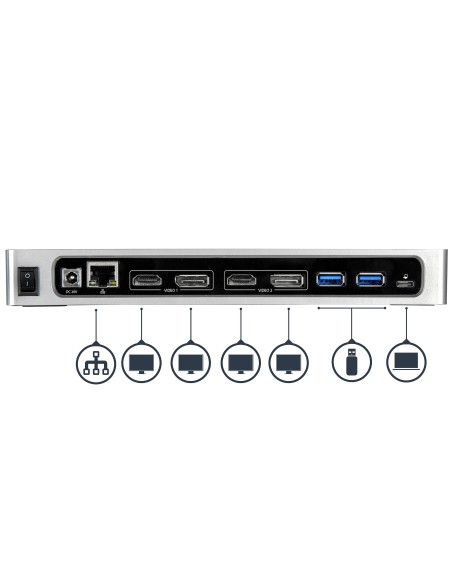 StarTech.com Dock USB-C e USB-A - Dock doppio monitor DisplayPort + HDMI 4K 60Hz - Docking station ibrida USB 3.0 per laptop