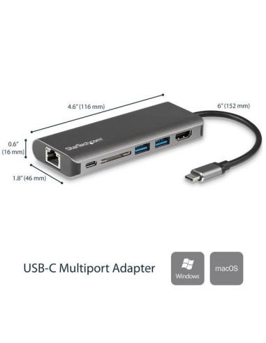 StarTech.com Adattatore Multiporta USB-C - Lettore Schede SD - Power Delivery - 4K HDMI - GbE - 2x USB 3.0 - NUOVA VERSIONE