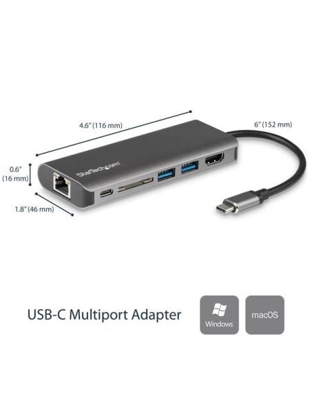 StarTech.com Adattatore Multiporta USB-C - Lettore Schede SD - Power Delivery - 4K HDMI - GbE - 2x USB 3.0 - NUOVA VERSIONE
