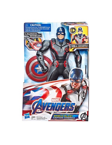 Hasbro Marvel Avengers  Endgame - Captain America lancia scudo (Action Figure interattiva elettronica con suoni e frasi in