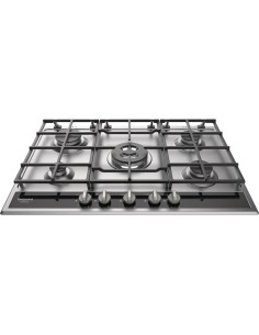 Hotpoint PKLL 751 T IX HAR piano cottura Nero, Acciaio inossidabile Da incasso Gas 5 Fornello(i)