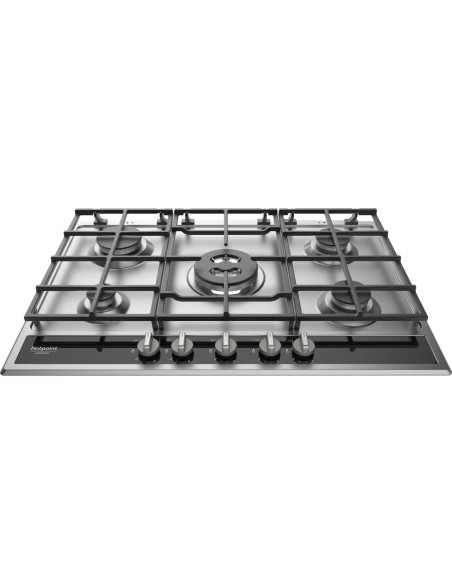 Hotpoint PKLL 751 T IX HAR piano cottura Nero, Acciaio inossidabile Da incasso Gas 5 Fornello(i)