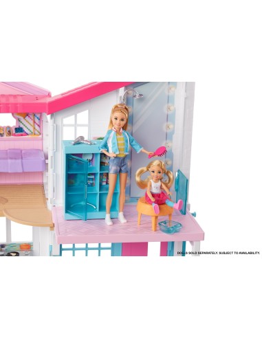 Barbie Casa di Malibu, Playset Richiudibile su Due Piani con Accessori, Giocattolo per Bambini 3+ Anni, FXG57