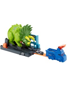 Hot Wheels City Playset Pista Attacco del Triceratopo con Lanciatore e Macchinina, GBF97
