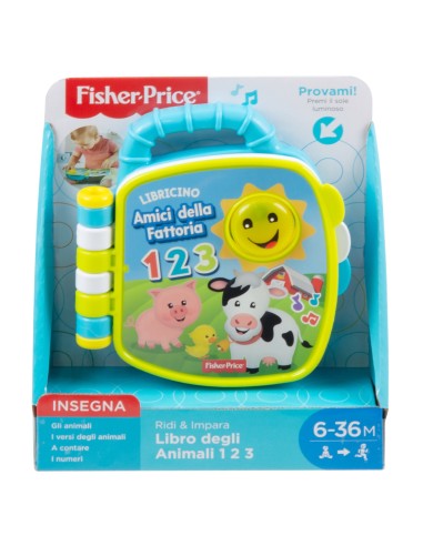 Fisher-Price Libro Degli Animali 123, Giocattolo per Bambini di 6 + Mesi per Imparare Parole, Lettere e Numeri, GFP34