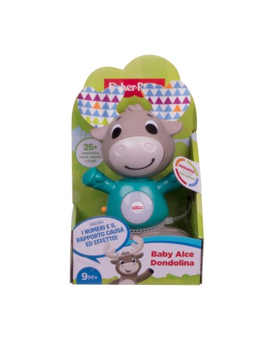 Fisher-Price Parlamici Baby alce Dondolina, Giocattolo Educativo con Luci, Suoni e Musica, dai 9+ Mesi, GJB17