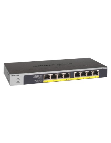 Netgear GS108LP Non gestito Gigabit Ethernet (10 100 1000) Supporto Power over Ethernet (PoE) 1U Nero, Grigio