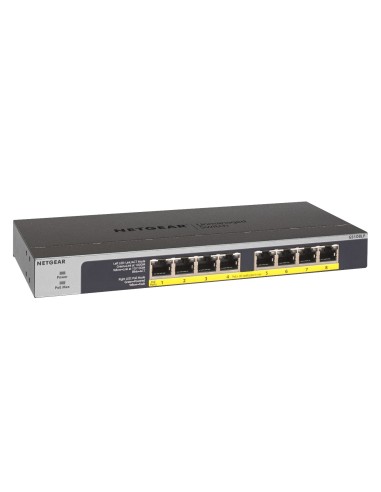 Netgear GS108LP Non gestito Gigabit Ethernet (10 100 1000) Supporto Power over Ethernet (PoE) 1U Nero, Grigio
