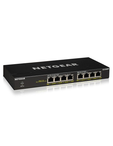 Netgear GS308PP Non gestito Gigabit Ethernet (10 100 1000) Supporto Power over Ethernet (PoE) Nero