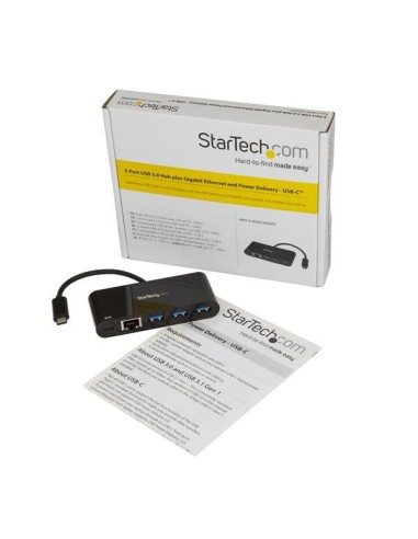 StarTech.com Hub USB-C a 3 porte con Gigabit Ethernet e 60W di alimentazione Passthrough per il caricamento Laptop - Da USB