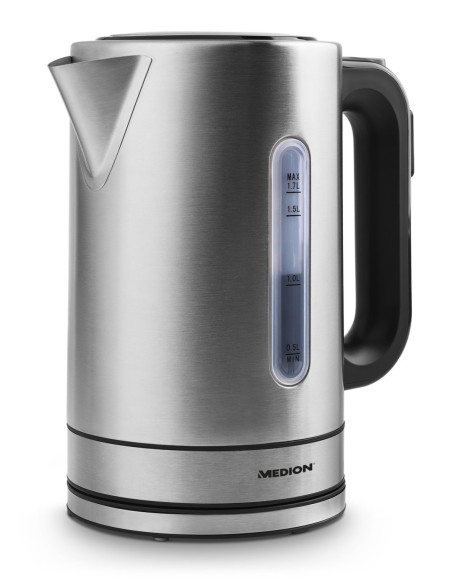 MEDION MD 17385 bollitore elettrico 1,7 L 2200 W Nero, Acciaio inossidabile