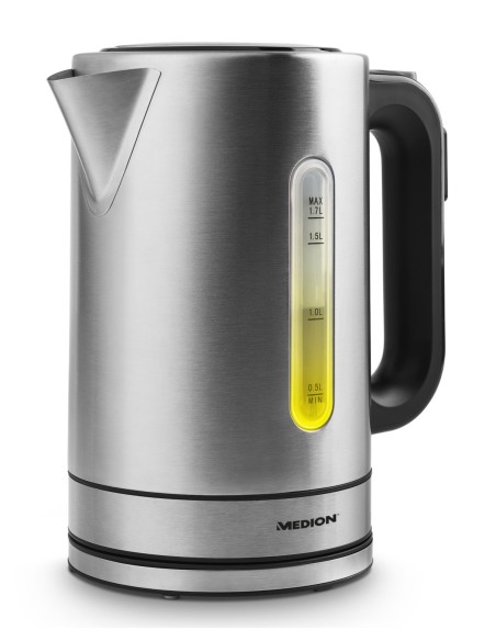 MEDION MD 17385 bollitore elettrico 1,7 L 2200 W Nero, Acciaio inossidabile