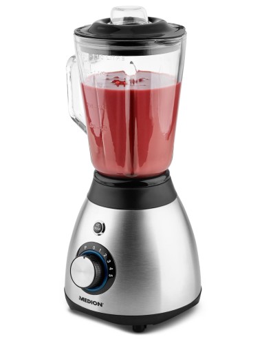 MEDION MD 17977 1,5 L Sbattitore con base 600 W Nero, Acciaio inossidabile