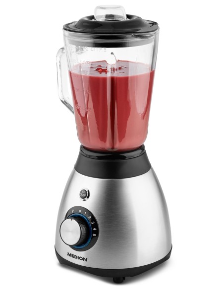 MEDION MD 17977 1,5 L Sbattitore con base 600 W Nero, Acciaio inossidabile