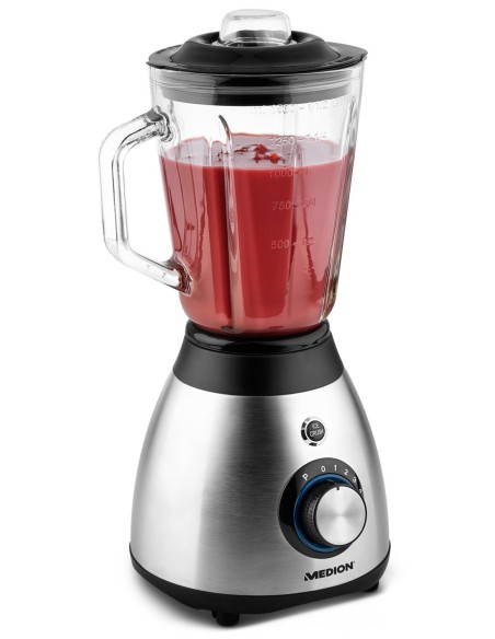 MEDION MD 17977 1,5 L Sbattitore con base 600 W Nero, Acciaio inossidabile