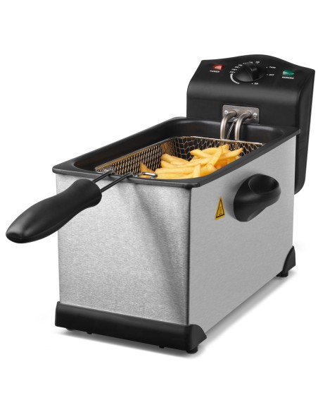 MEDION MD 18084 Singolo 3 L Indipendente 2000 W Friggitrice Nero, Acciaio inossidabile