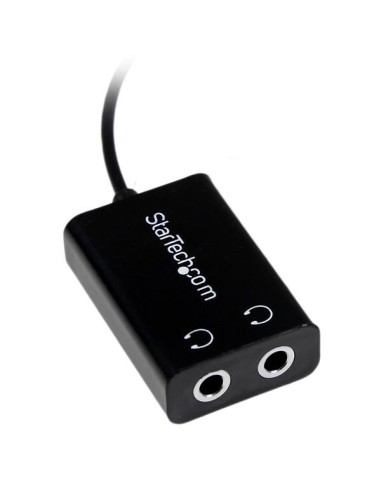 StarTech.com Addatore cavo splitter mini jack per auricolari slim nero - 3,5 mm maschio a 2 x 3,5 mm femmina
