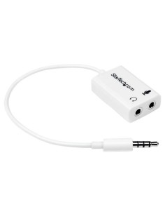 StarTech.com Adattatore auricolare   cuffie da 4 posizioni da 3,5 mm a 2 da 3 posizioni da 3,5 mm M F - bianco