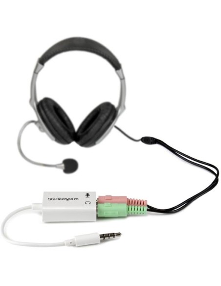StarTech.com Adattatore auricolare   cuffie da 4 posizioni da 3,5 mm a 2 da 3 posizioni da 3,5 mm M F - bianco