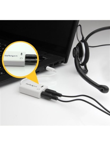 StarTech.com Adattatore auricolare   cuffie da 4 posizioni da 3,5 mm a 2 da 3 posizioni da 3,5 mm M F - bianco