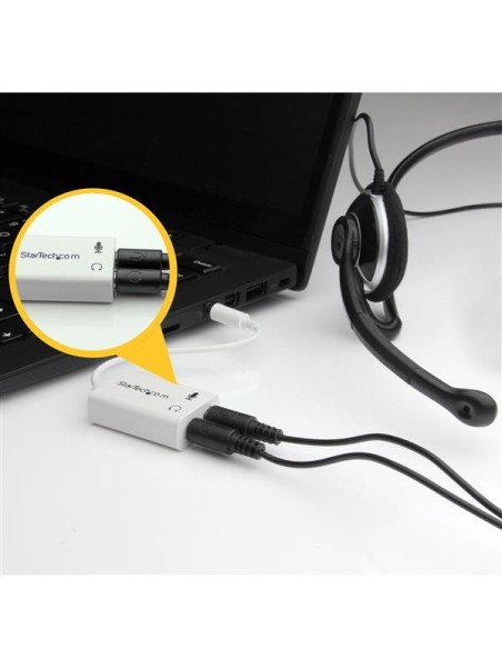 StarTech.com Adattatore auricolare   cuffie da 4 posizioni da 3,5 mm a 2 da 3 posizioni da 3,5 mm M F - bianco