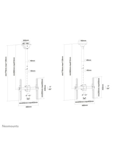 Neomounts by Newstar Select Supporto da soffitto per schermi LCD LED Plasma