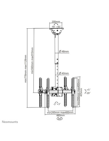 Neomounts by Newstar Select Supporto da soffitto per schermi LCD LED Plasma