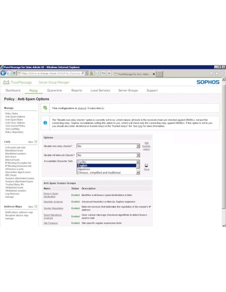 Sophos PureMessage Exchange AV Governativa (GOV)