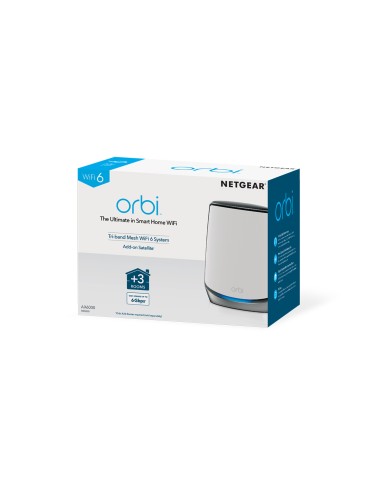 NETGEAR Orbi RBS850 AX6000 WiFi 6 Mesh Sattelite Banda tripla (2.4 GHz 5 GHz 5 GHz) Wi-Fi 6 (802.11ax) Grigio, Bianco 4 Interno
