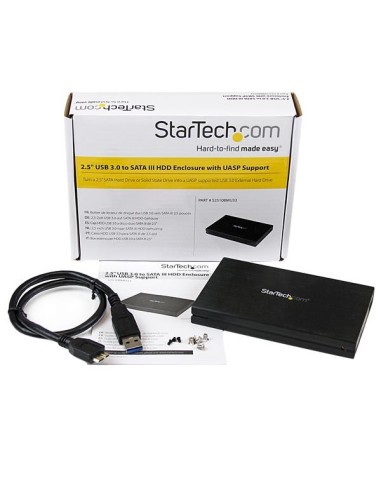 StarTech.com Box Esterno HDD per disco rigido SATA III 2.5" USB 3.0 con UASP in alluminio con cavo incorporato - 6Gbps