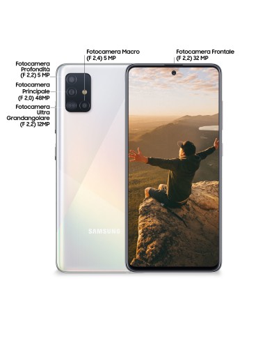 Samsung Galaxy A51 , Display 6.5", 128 GB, 4GB, 4000 mAh,Dual Sim, Prism Crush White