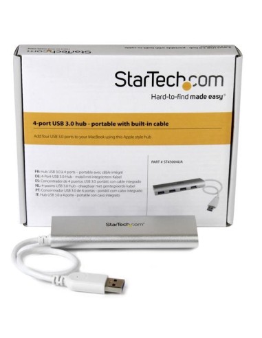 StarTech.com Hub USB 3.0 a 4 porte compatto e portatile con cavo integrato